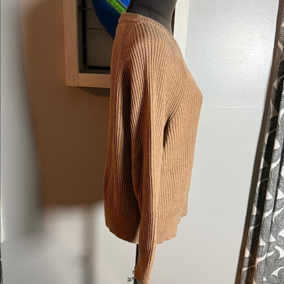 J Crew 100% Cashmere Tan Rib Knit Sweater SZ M - Picture 5 of 6